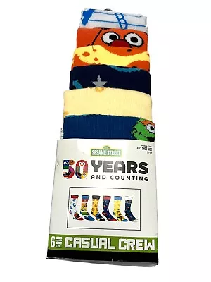 Sesame Street Socks 6pr Casual Crew Mens Size 8-12 NEW Novelty Socks Big Bird • $15.99