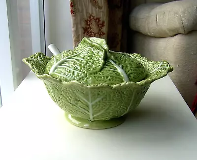 £99.50 • Buy Large Vintage Ceramic Soup Turine.Cabbage Leaf.Green Majolica. Bordallo Pinheiro