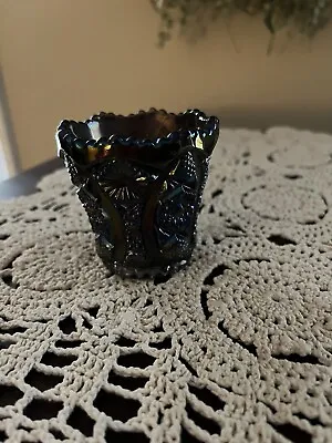 Imperial Glass Amethyst Hobstar Pattern Carnival Glass Toothpick Holder Vintage • $19