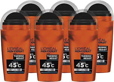 6 X L'Oreal Men Expert Thermic Resist 48H Anti-Perspirant Roll On Deodorant 50ml • £17.95