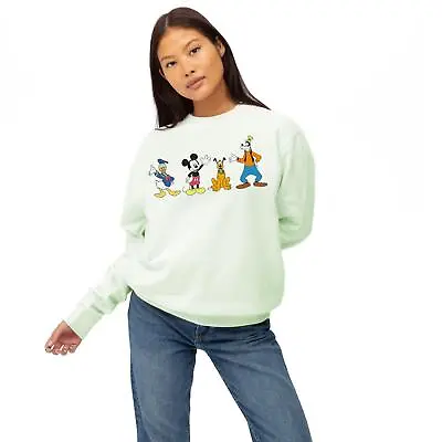 Disney Womens Sweatshirt Mickey Mouse & Friends Line Up S-XL Official • £14.99