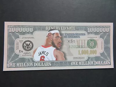 James LeBron $1 MILLION DOLLAR Novelty Note Fantasy Bill Basketball NBA Lakers • £1.29