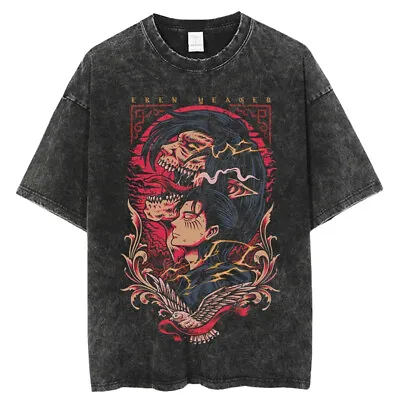 Attack On Titan AOT Vintage T-shirts Anime Unisex Men Women Cosplay Tees Summer • $25.80