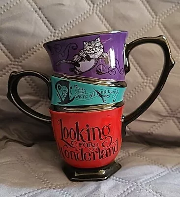 Rare Alice In Wonderland Mad Hatter Stacked Disney  Handled Cup Great Condition • $25