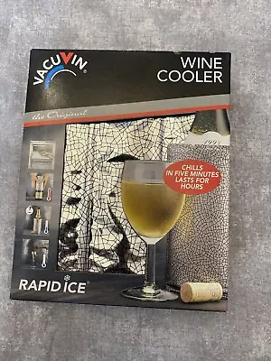 VACU VIN Rapid Ice Wine Drink Cooler Wine Chiller Silver Crackle 5 Min Chill • $12.80