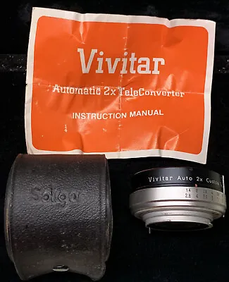 Vivitar 2X-5 Tele-Converter Minolta Compatible Camera Lens Manual Leather Case • $24.99