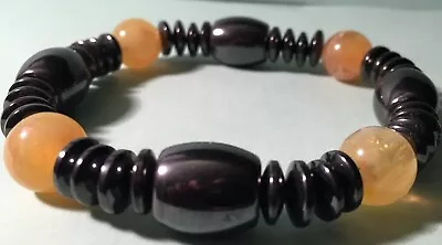 £7.74 • Buy Assorted Color Glass Bead  Hematite Magnetic Bracelets  Elastic Cord Adjustable 