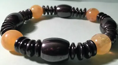 Assorted Color Glass Bead  Hematite Magnetic Bracelets  Elastic Cord Adjustable  • £7.70