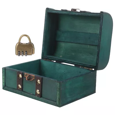 Wooden Jewelry Chest With Lock Vintage Storage Box Home Decor • £14.15