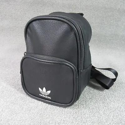 Adidas Mini Backpack Womens Black Synthetic Leather Streifen Bag CL5457 EUC • $19.95
