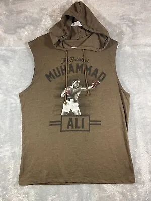 Muhammad Ali Sleeveless Brown Hooded Training T-Shirt Size XL Graphics • $35