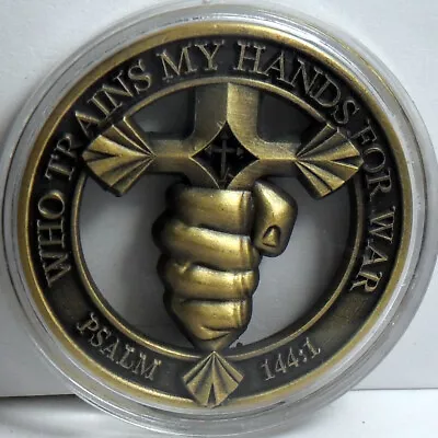 Christian Warrior Challenge Coin Psalm 144:1 Blessed Be The LORD My Rock  • $8.95