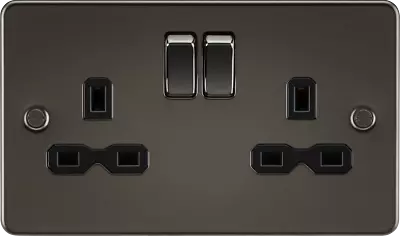£15.99 • Buy Black Nickel Gun Metal Flat Plate Sockets And Switches Ultra Flat Full Range