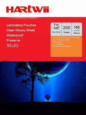 200-2000sheets A6 4x6 Hot Laminating Pouches Sheets 150Micron(75x2)  Film Hartwi • £10.49