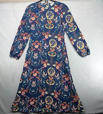 I. Madeline Dress Women Small Navy Blue Garden Splendor Print Gauzy Gauze Lulus • $29.88