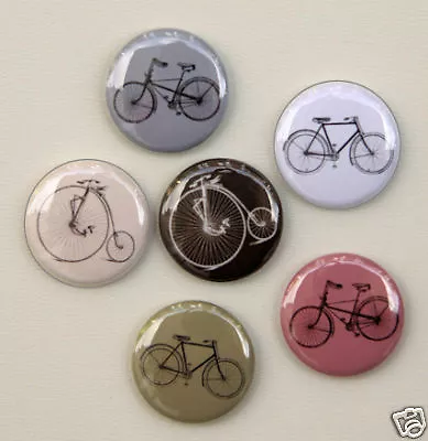 6 BICYCLES VINTAGE STYLE Buttons Pinbacks Badges 1 Inch Set Bike Cycle • $4.25