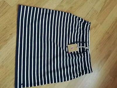 Joules Navy Striped Cotton Jersey Skirt Size 8 New With Tags • £3.99