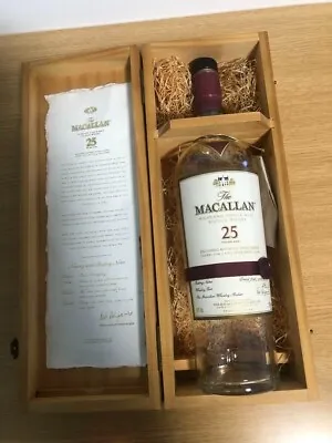 Macallan 25 Year Old Empty Bottle With Wooden Case Scotch Whiskey • $555.07