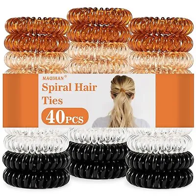 40Pack Spiral Hair Ties-Telephone Coil Cord Hair Ties For Women Girls Kids Teens • $14.99