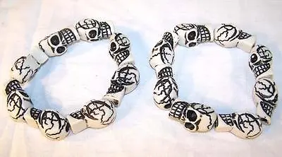 RING OF WHITE SKULLS BRACELET Skeleton Circle Skull Head Jewelry Mens Womens New • $6.24