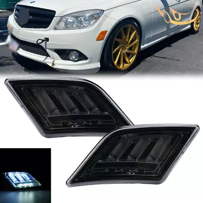 Fit 2008-2011 Mercedes Benz W204 C-Class LED Smoky Lens Side Lights Marker Lamps • $19.99