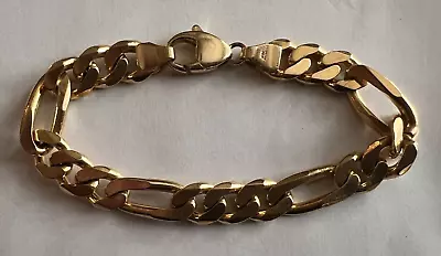 Vintage Mens 14K Solid Gold Figaro Link Bracelet 8.5 In 9mm 41.73 Grams # 7 • $2499.95