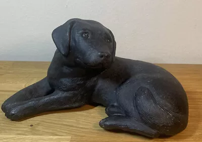 Vintage 1984 Heavy Black Labrador Dog Sculpture Decor • $12