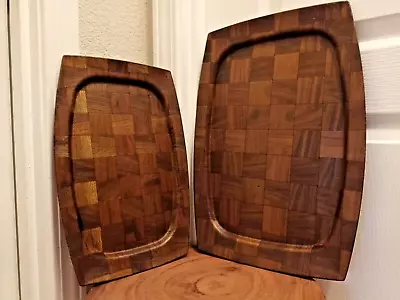 A Set Of 2 Vintage MCM Weave Wood Serving Platter Tray By Weavewood Minneapolis • $25