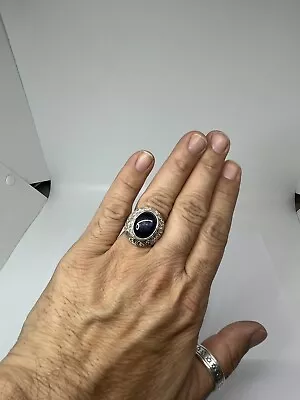 Genuine Star Sapphire Blue Gemstone Men’s Ring Size 8.5 • $465