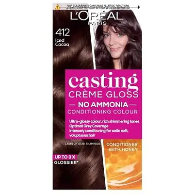 £24.95 • Buy 3 X L'Oreal Casting Creme Gloss Semi-Permanent Hair Colour 412 Iced Cocoa