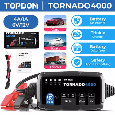 TOPDON T4000 Car Truck Battery Charger 12Volt Maintainer 4A/1A Trickle Charger • $51.99