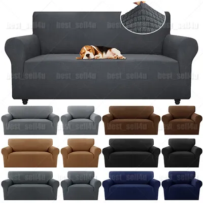 1/2/3 Seater Slipcover Solid Color Sofa Covers Stretch Couch Furniture Protector • $4.90