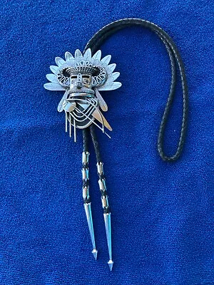 Thomas Byrd Kachina Warrior Sterling Silver Bolo Tie Red Mesa Native American • $800