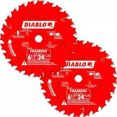 (2 Pack) Diablo Framing Circular Saw Blade 6-1/2 In X 24 Tooth Wood Blades Cuts • $16.74