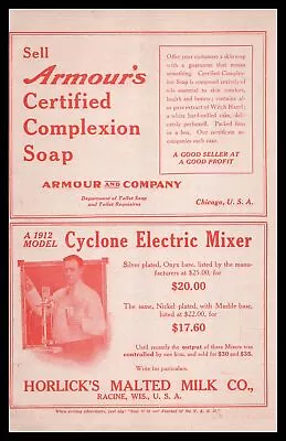 1912 Horlick's Malted Milk Drug Cyclone Electric Mixer Racine Wisconsin Print Ad • £17.30