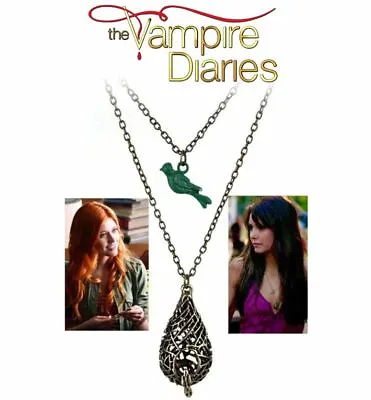 The Vampire Diaries Elena Gilbert Antique Bronze Birdcage & Bird Pendant & Chain • £8.45