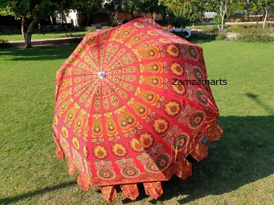 80  Inch Indian Handmade Garden Umbrella Ombre Mandala Cotton Sun Shad Umbrella • $179.27