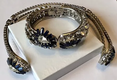 Super Rare Juliana D & E Blue & Clear Rhinestone Clamper Necklace & Bracelet • $279