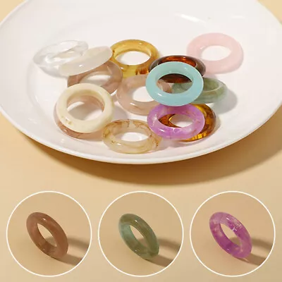 Unisex Marble Pattern Rings Transparent Finger Ring Wedding Retro Jewelry Gifts • $2.45