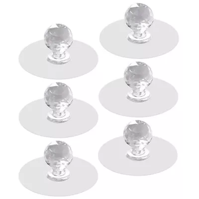  6 Pcs Sticky Cabinet Knob On Handles Invisible Door Cupboard Kitchen Pulls Hook • £8.95