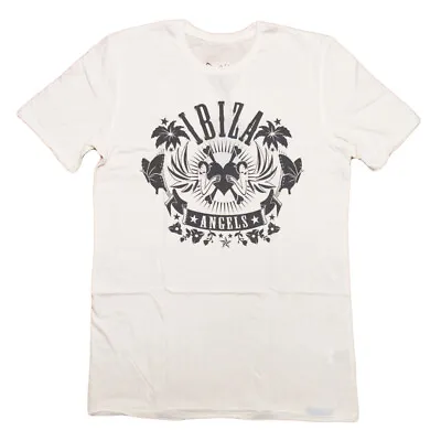 Ibiza Angels Men's T-Shirt Classic Logo Vintage IVORY Cream Cotton Tee Crew Neck • $24.85