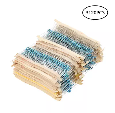 3120pcs 1/4W 1% 1 Ohm To 10M Ohm 156 Values Metal Film Resistors Assortment Kit  • $16.05