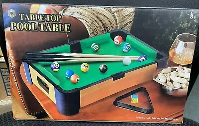 Tabletop MINI POOL TABLE +2 Sticks Balls 13.4  X 8.75   Fun Billiards Game Gift • $29.99