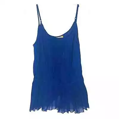 NEW Vintage Miss Tina Top Blue Peplum Pleated Camisole Size Large 12 14 Y2K • $12.99