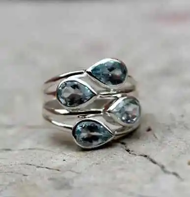 $12.59 • Buy Blue Topaz Ring  925 Sterling Silver Band& Statement Ring Handmade Ring All Size