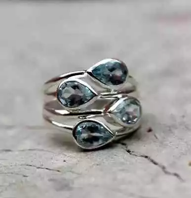 $12.59 • Buy Blue Topaz Ring  925 Sterling Silver Band& Statement Ring Handmade Ring All Size