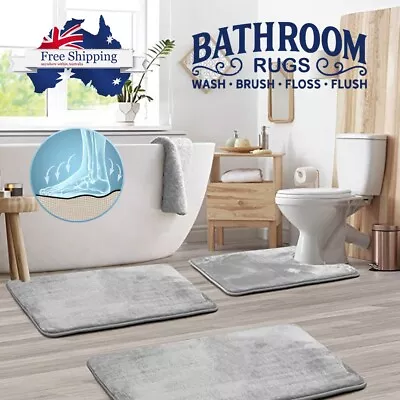 3Pcs Bathroom Mat Set Anti Slip Toilet Rugs Carpet Bath Memory Foam Dry Quickly • $29.99