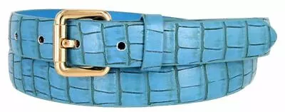 Women's Skinny Alligator Embossed Leather Casual Dress Belt With Roller Buckle • $9.95