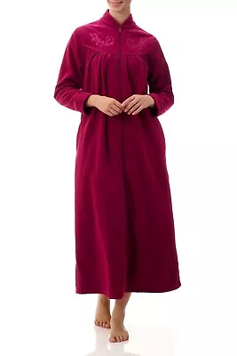 Ladies Givoni Azalea Red Long Length Zip Dressing Gown Bath Robe (GB82) • $84.95
