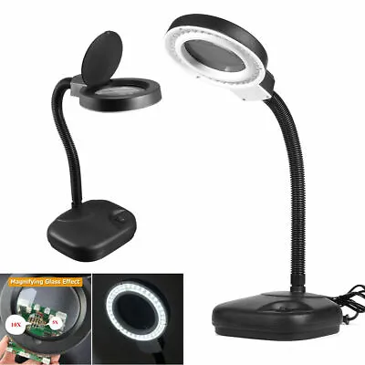 40 LED Desktop Magnifying Lamp 5X 10X Magnifier Light Daylight Craft Glass Table • £46.43